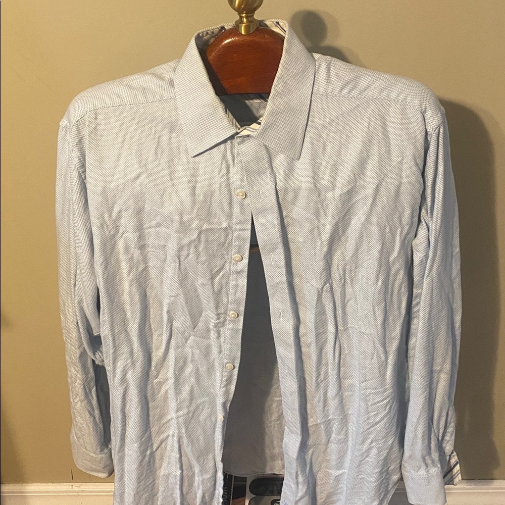 Johnston & Murphy Blue Striped Shirt